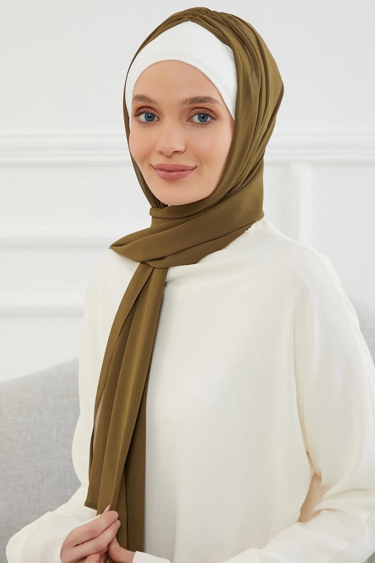 Instant Chiffon Shawl for Women With Cotton Bonnet Chiffon Turban Cap Head Wrap Instant Turban Scarf,BS-2