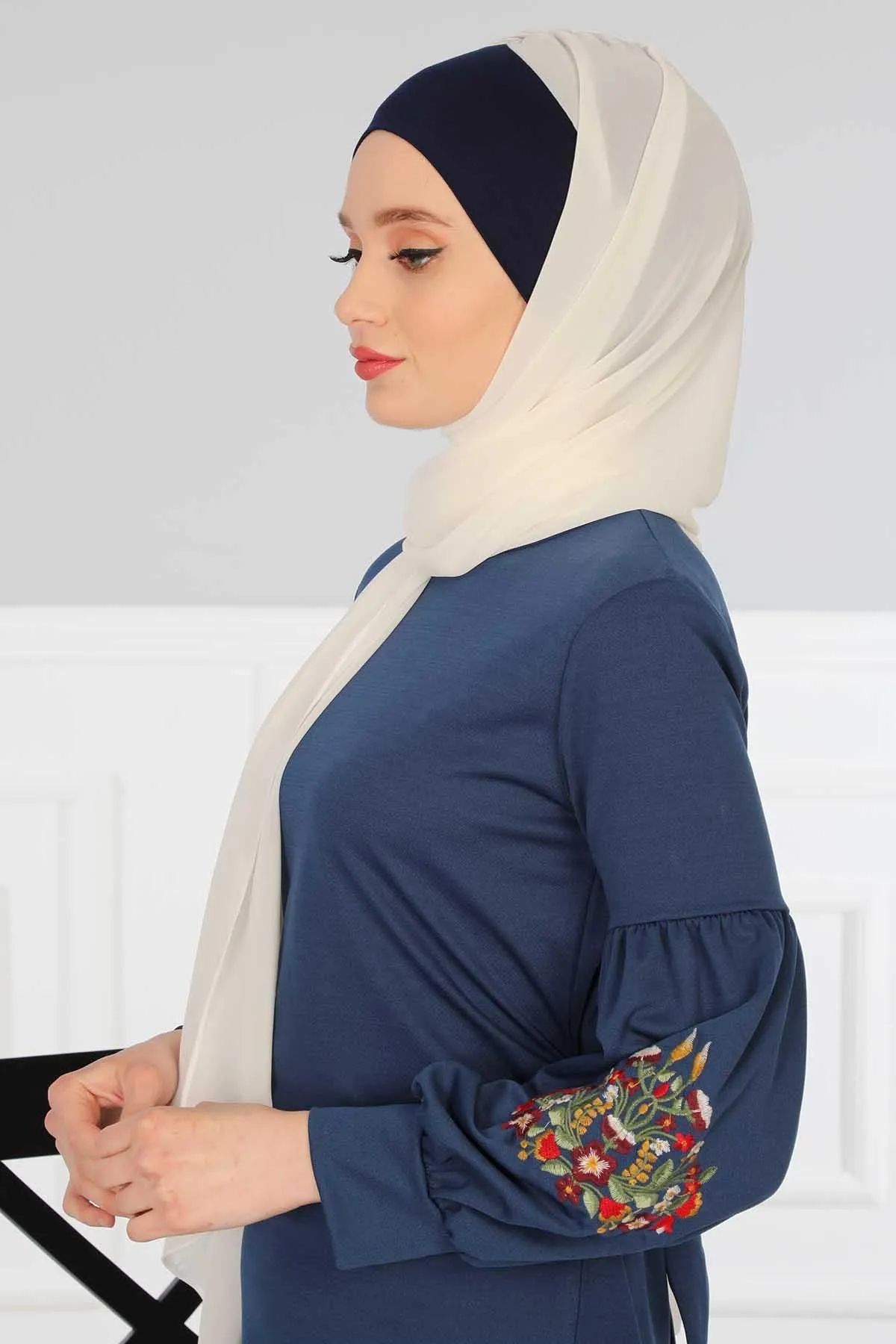 Instant Chiffon Shawl for Women With Cotton Bonnet Chiffon Turban Cap Head Wrap Instant Turban Scarf,BS-2