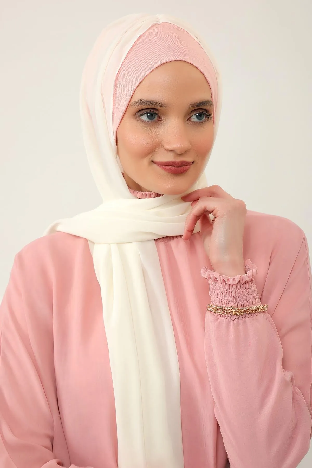 Instant Chiffon Shawl for Women With Cotton Bonnet Chiffon Turban Cap Head Wrap Instant Turban Scarf,BS-2