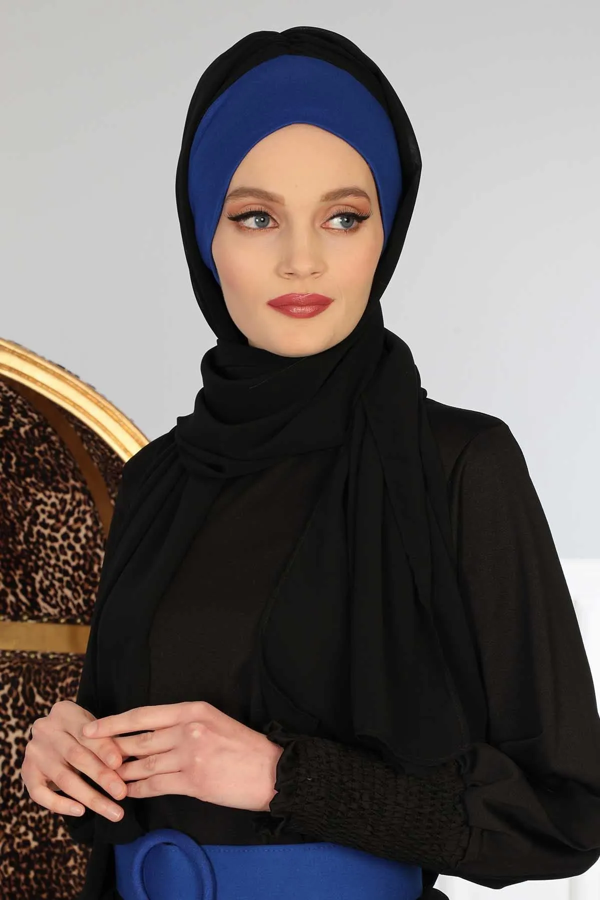 Instant Chiffon Shawl for Women With Cotton Bonnet Chiffon Turban Cap Head Wrap Instant Turban Scarf,BS-2