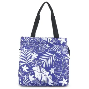 Insulated Lunch Tote Small Monstera Plumeria Purple