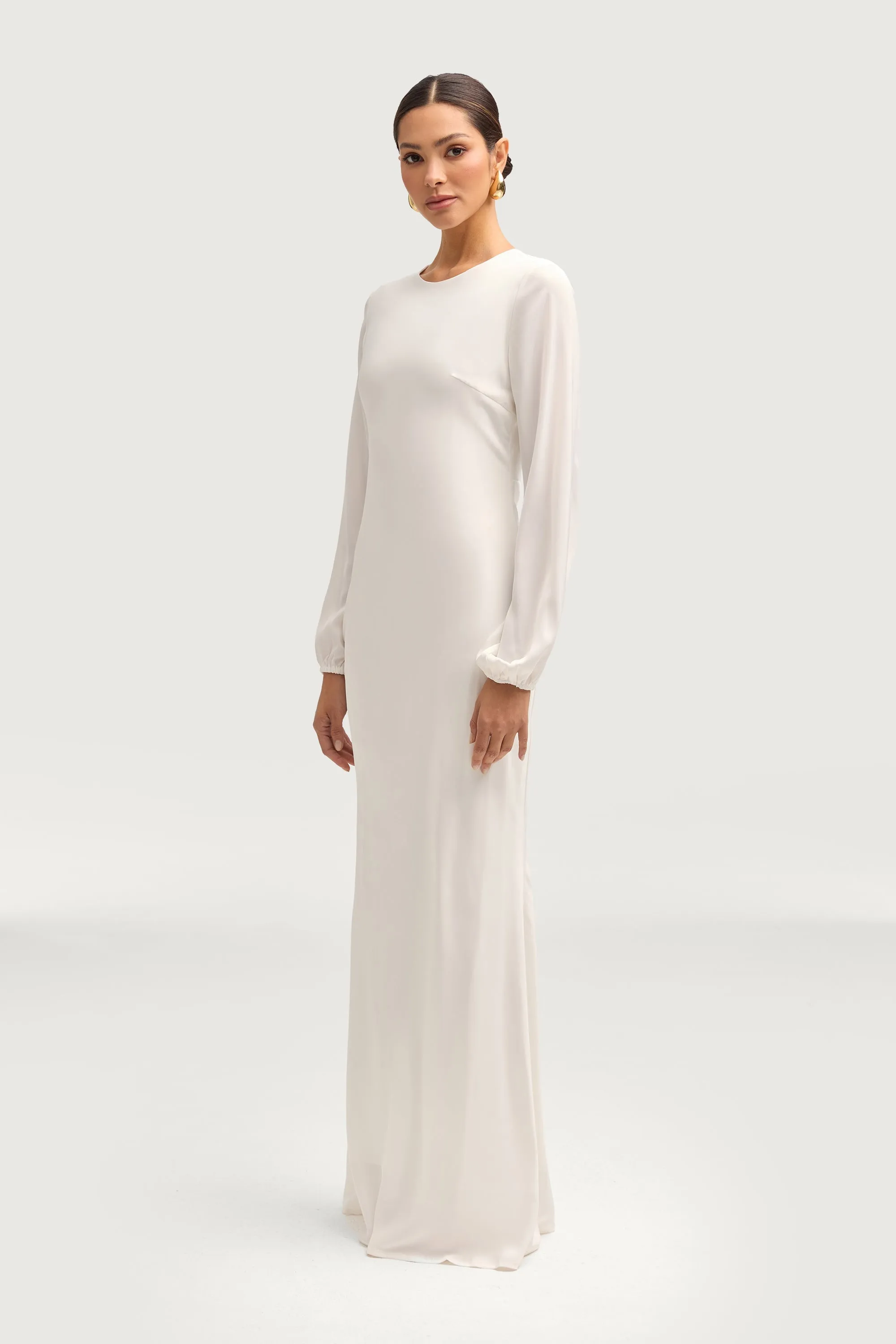 Kamila Satin Maxi Dress - White