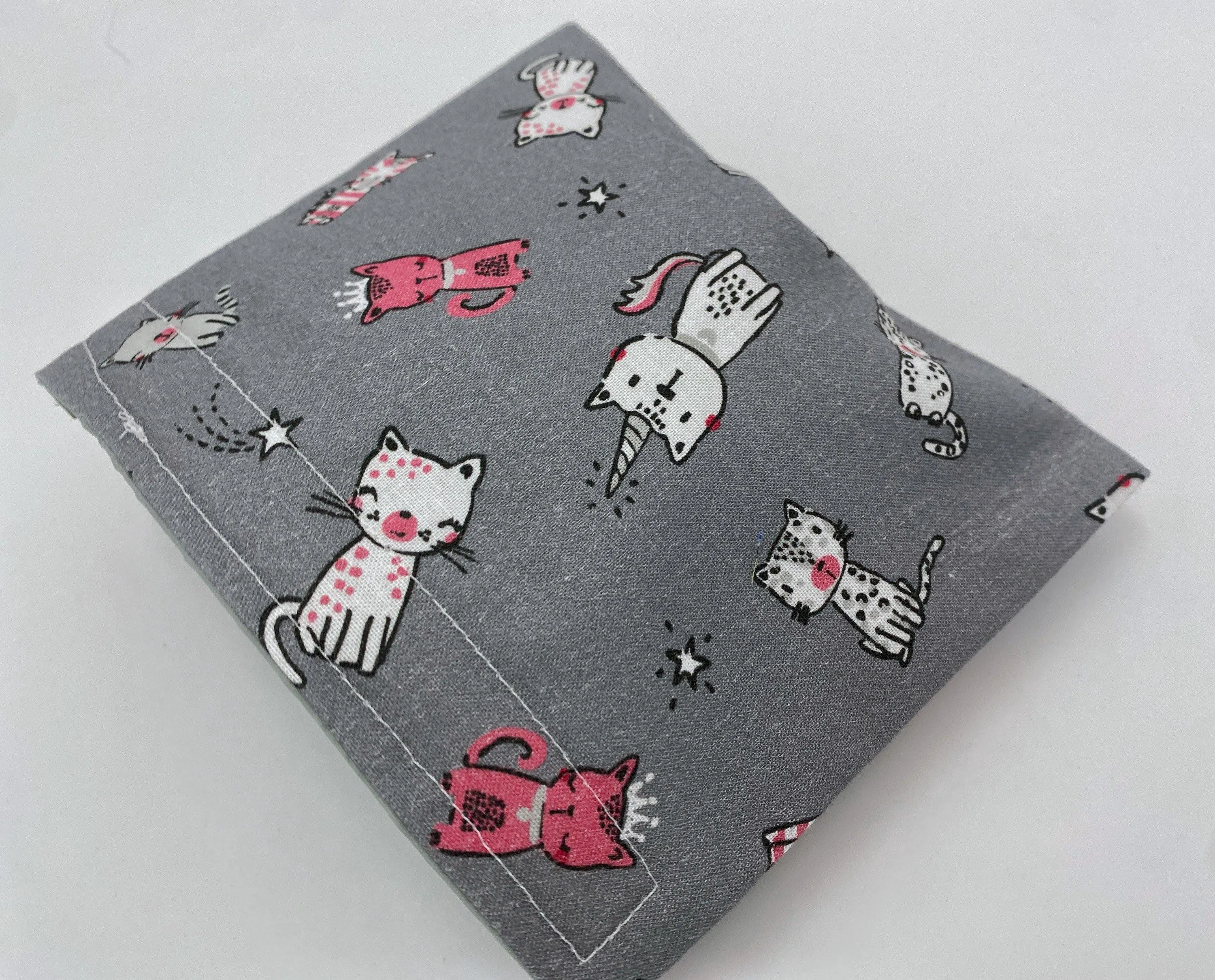 Kitty Snack Baggie, Reusable Snack Bag, Grey Cat Lunch for Kids