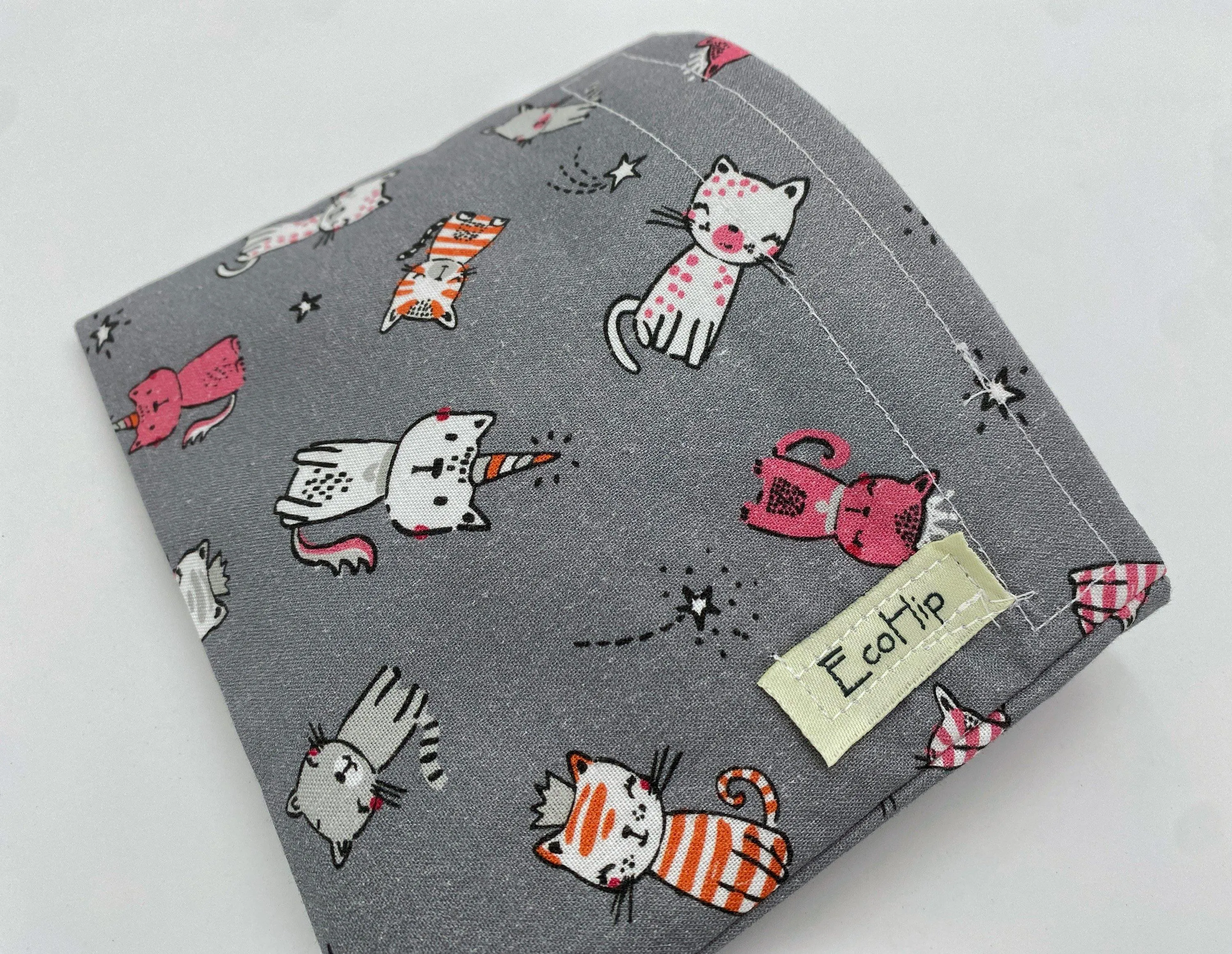 Kitty Snack Baggie, Reusable Snack Bag, Grey Cat Lunch for Kids