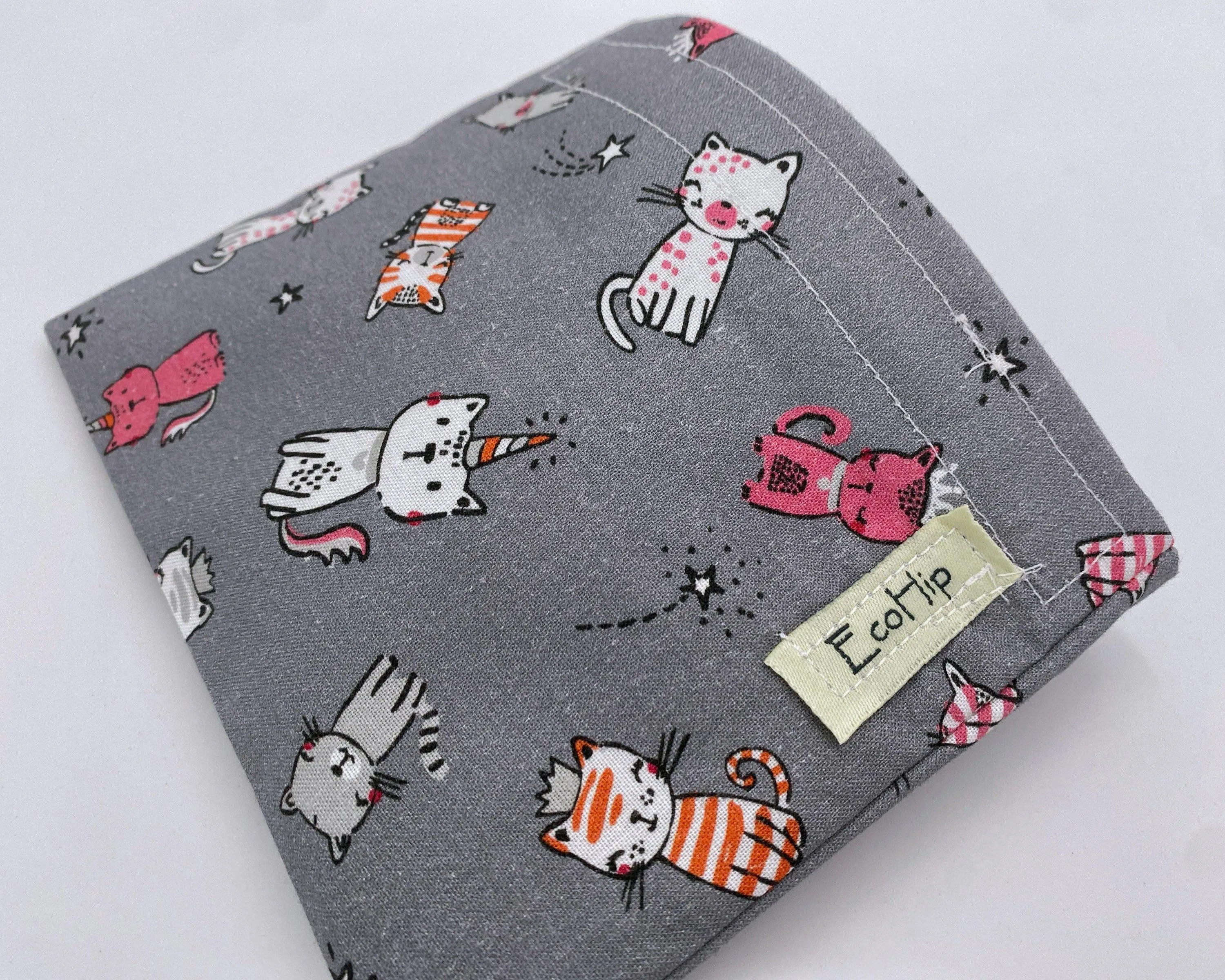 Kitty Snack Baggie, Reusable Snack Bag, Grey Cat Lunch for Kids