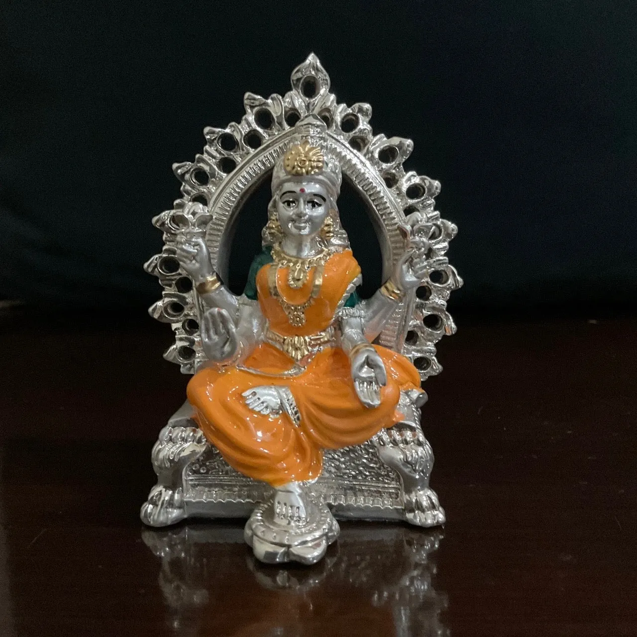 Lakshmi Ganesh Porcelain With Silver Idol  - Decorative Home Decor