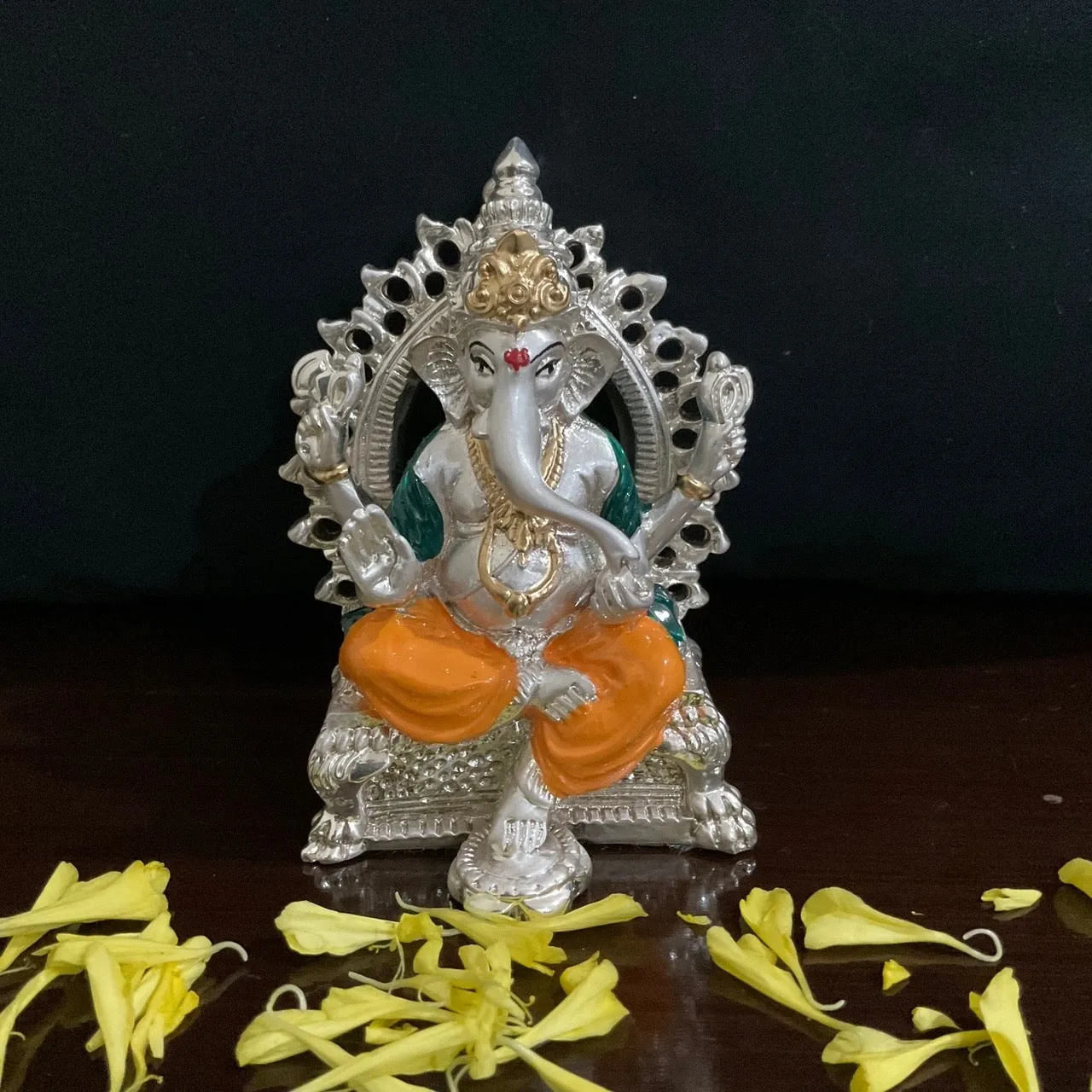 Lakshmi Ganesh Porcelain With Silver Idol  - Decorative Home Decor