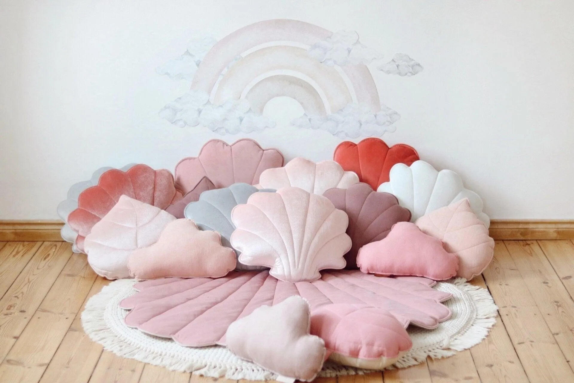 Large Velvet Soft Pink Shell Pillow