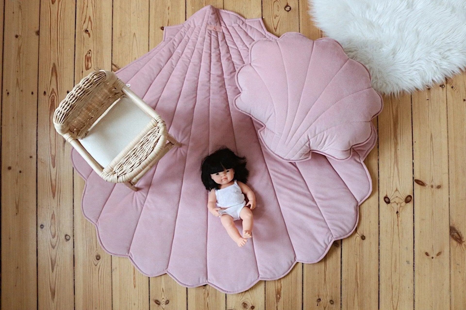 Large Velvet Soft Pink Shell Pillow