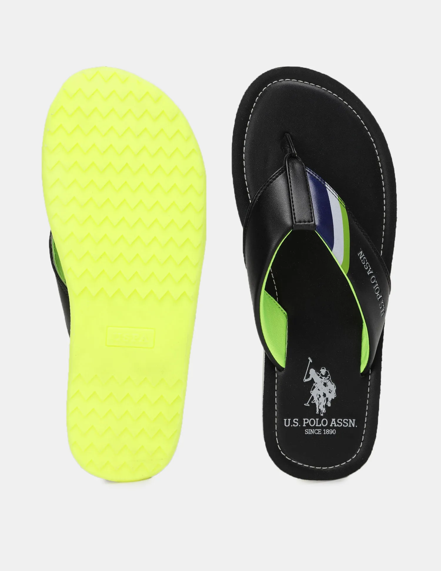 Logo Printed V-Strap Non-Skid Patt Flip Flops