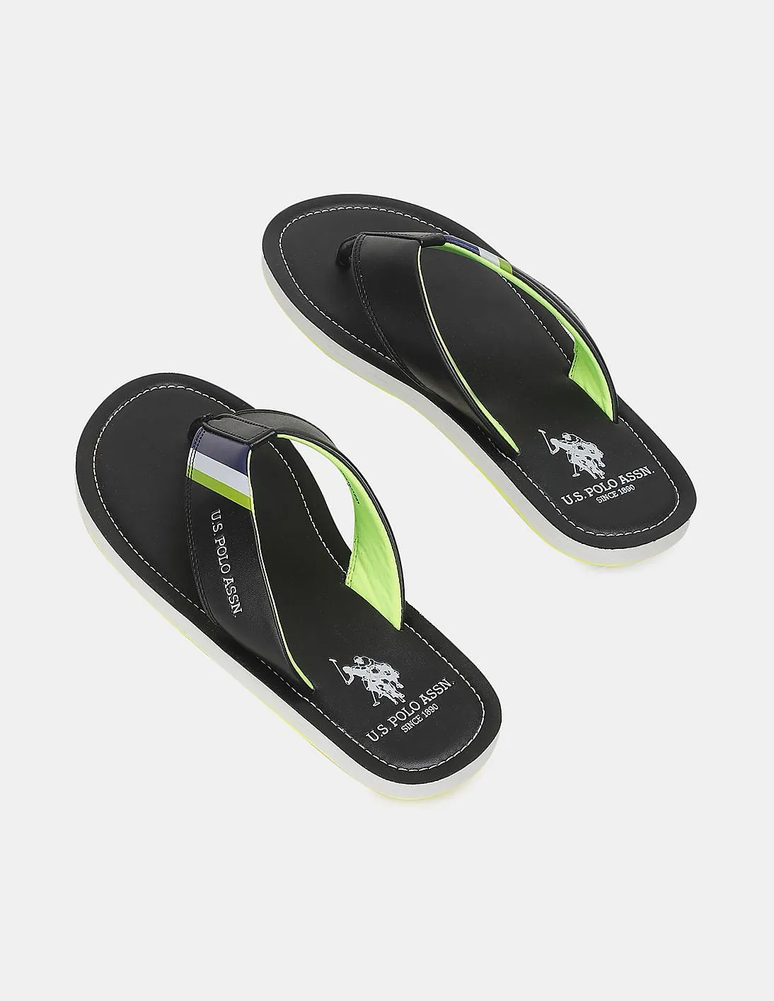 Logo Printed V-Strap Non-Skid Patt Flip Flops