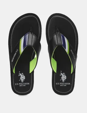 Logo Printed V-Strap Non-Skid Patt Flip Flops