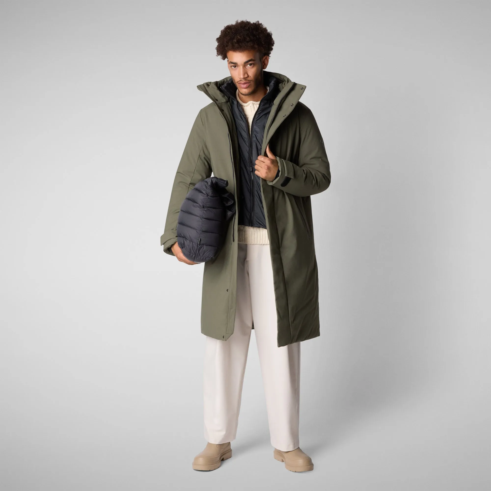 Man's hooded parka Roderick in laurel green