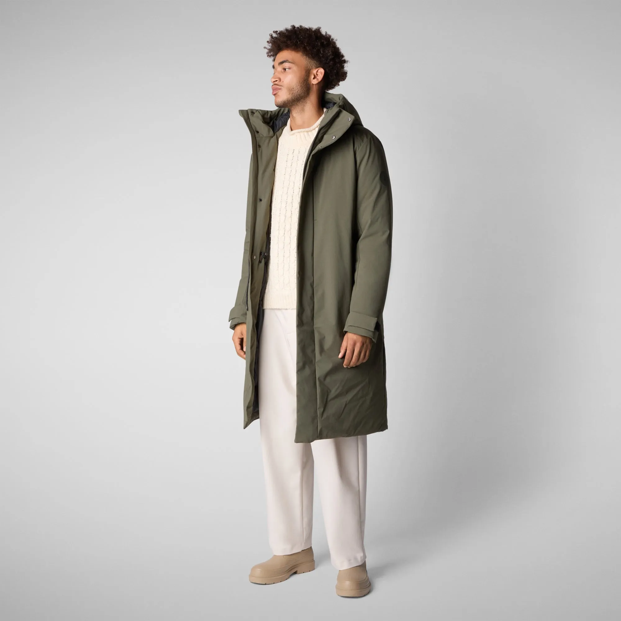 Man's hooded parka Roderick in laurel green