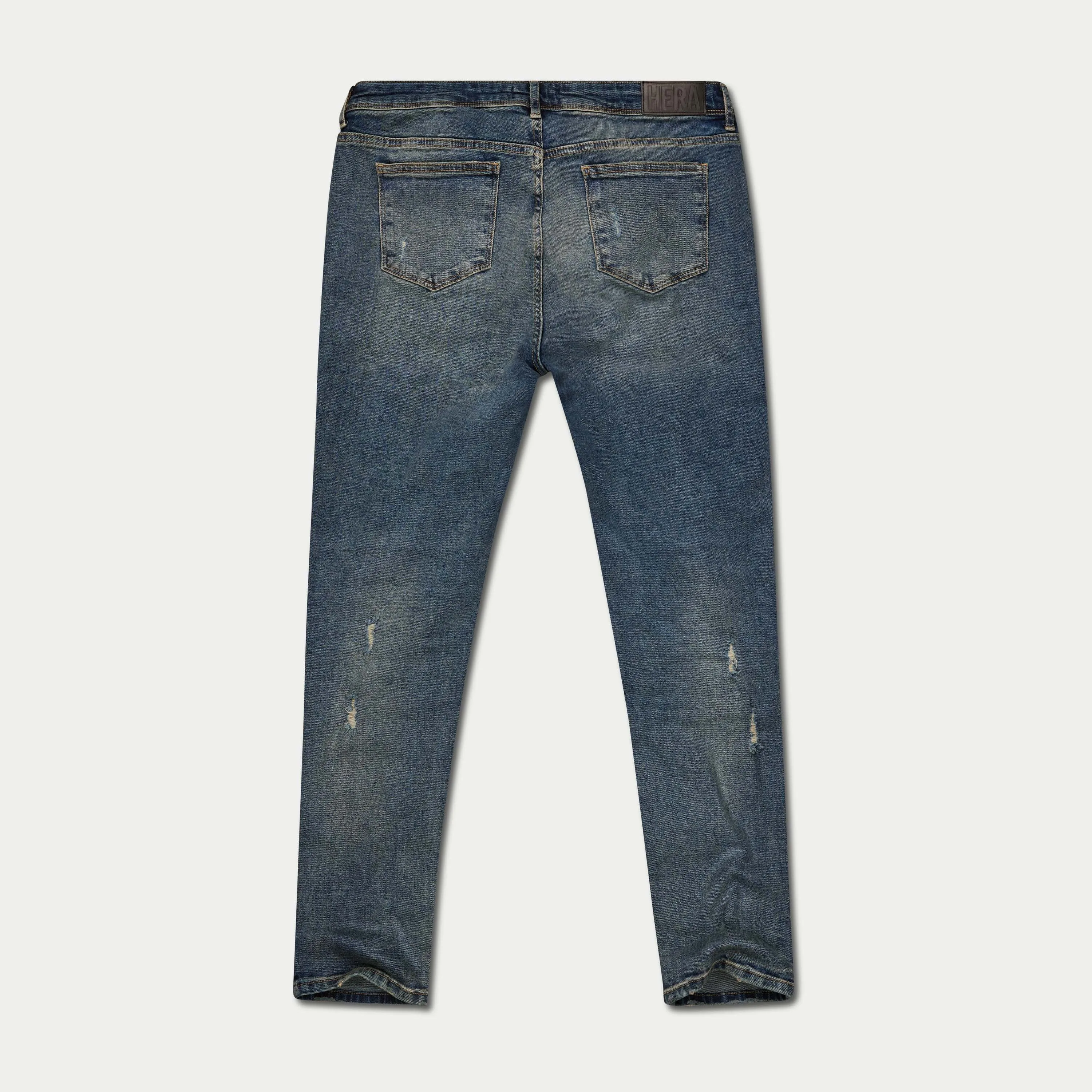 Mens Distressed Slim Fit Jean - Blue Sand