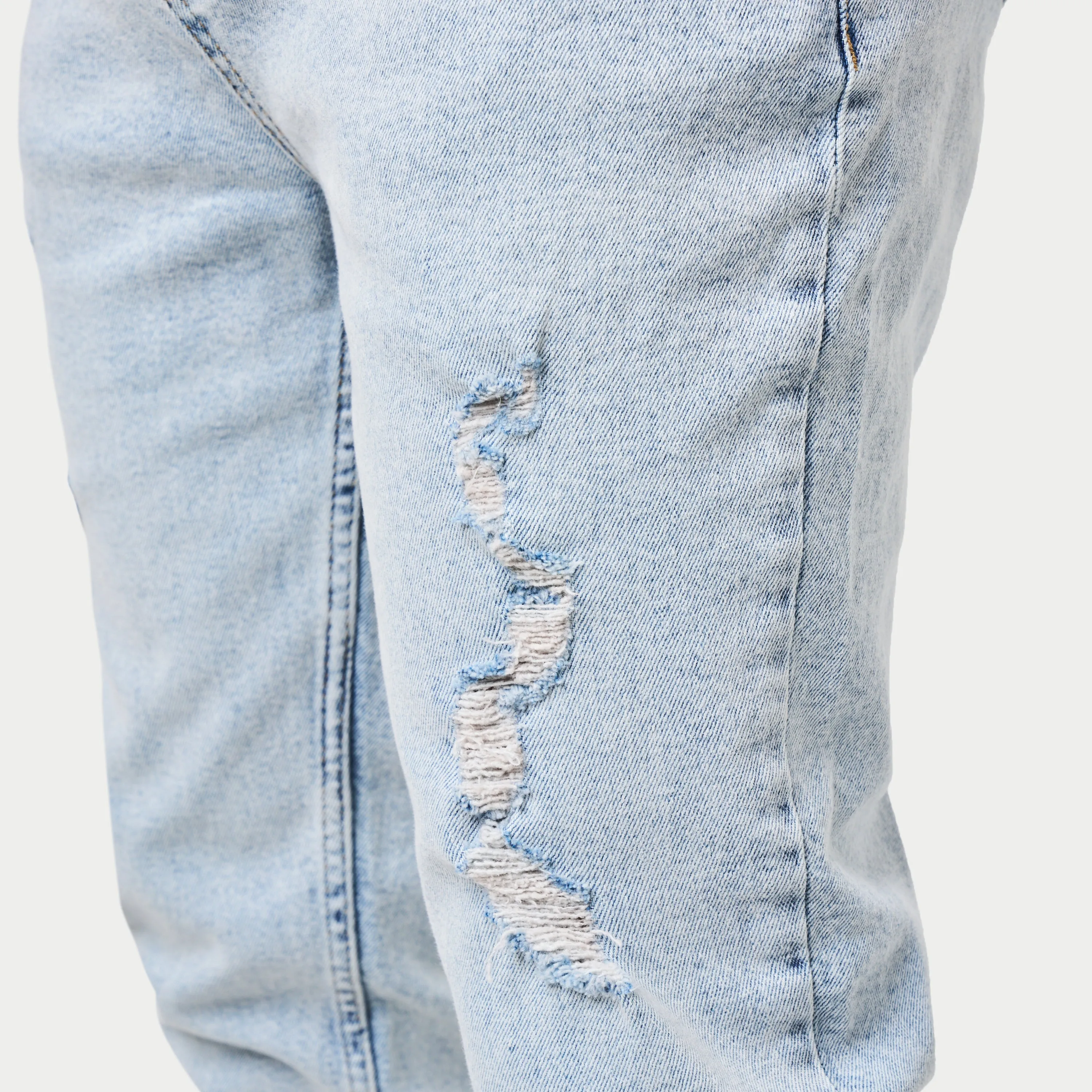 Mens Distressed Slim Fit Jean - Light Blue