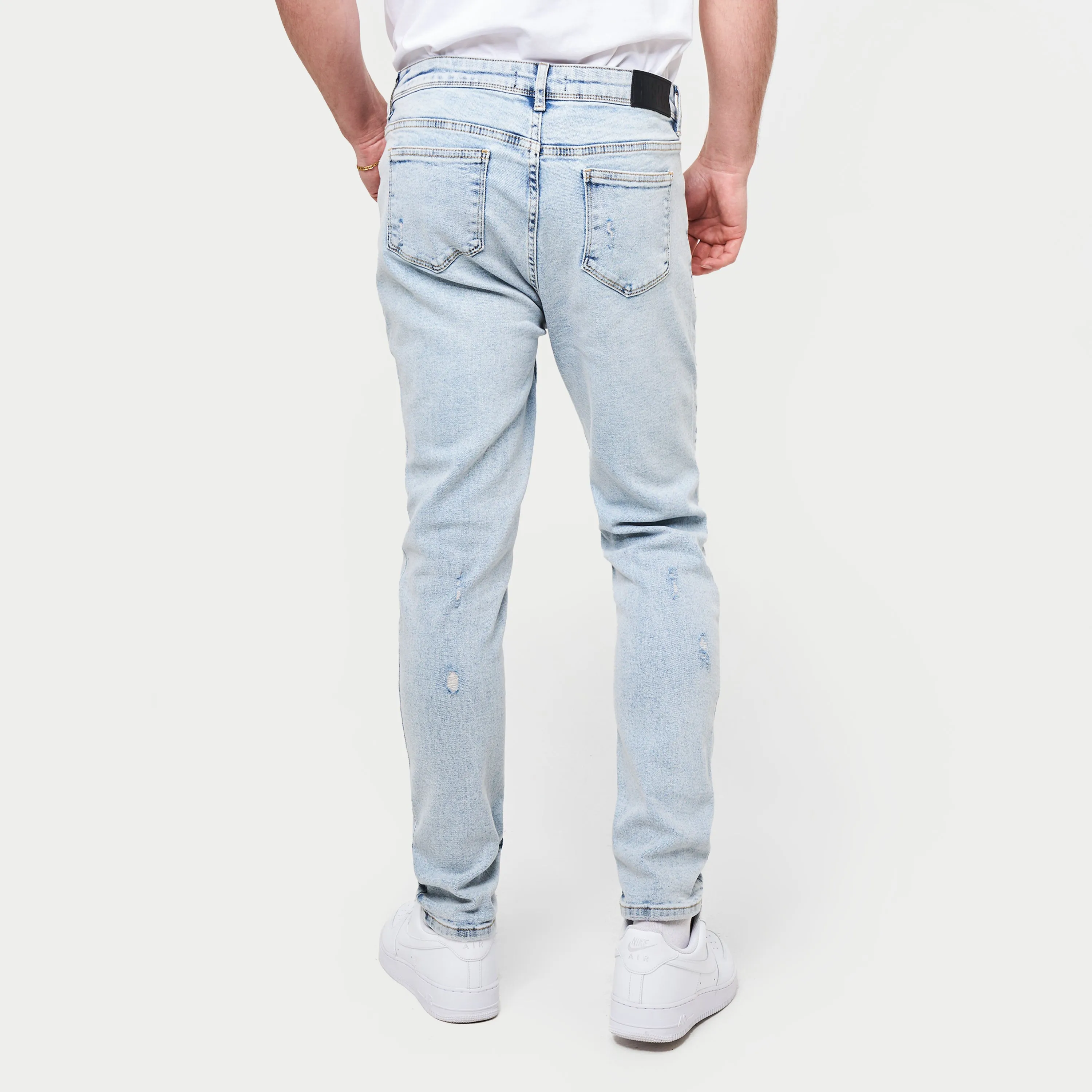 Mens Distressed Slim Fit Jean - Light Blue