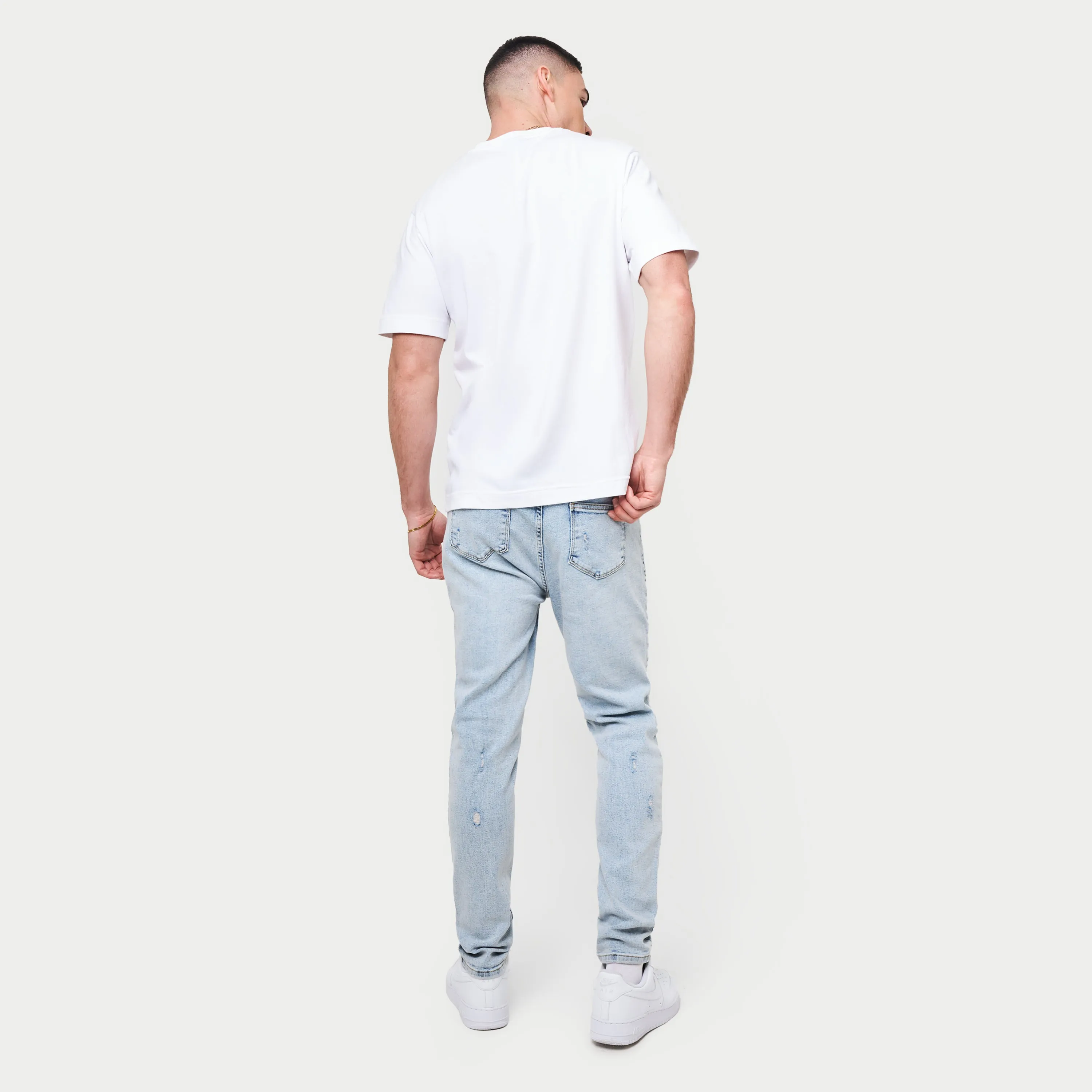 Mens Distressed Slim Fit Jean - Light Blue