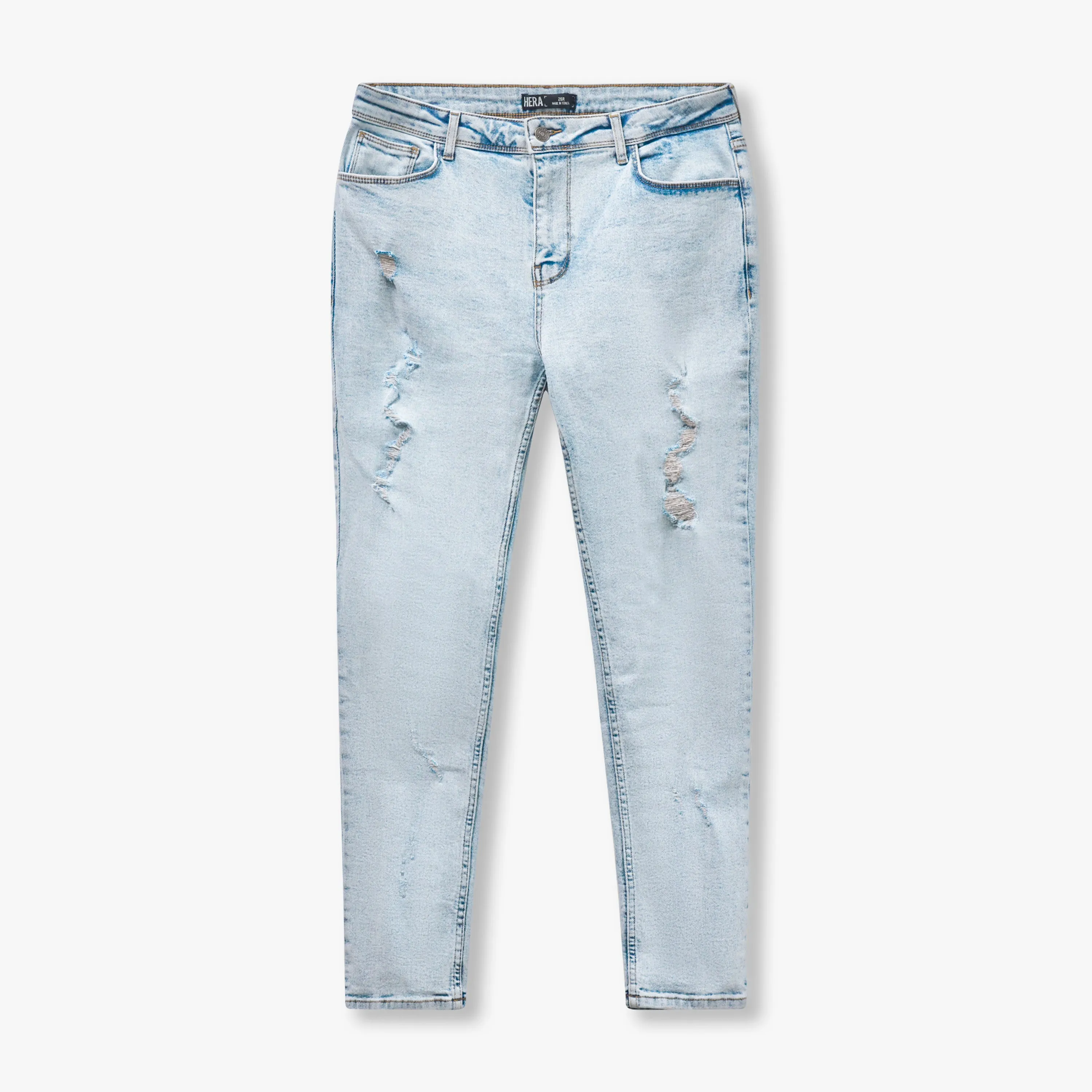 Mens Distressed Slim Fit Jean - Light Blue