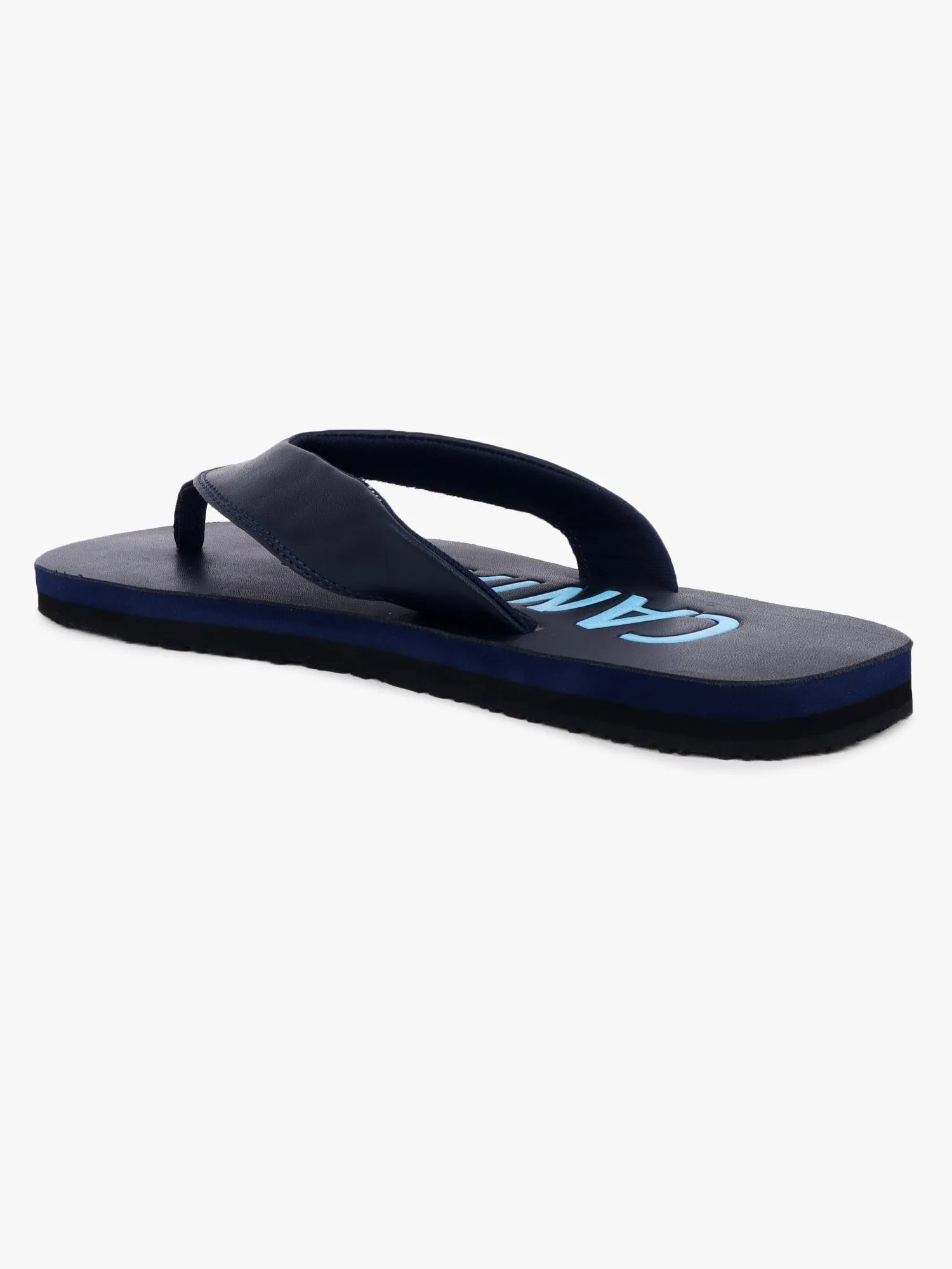 Men's Navy Blue Printed Casual Flip-Flops Slippers