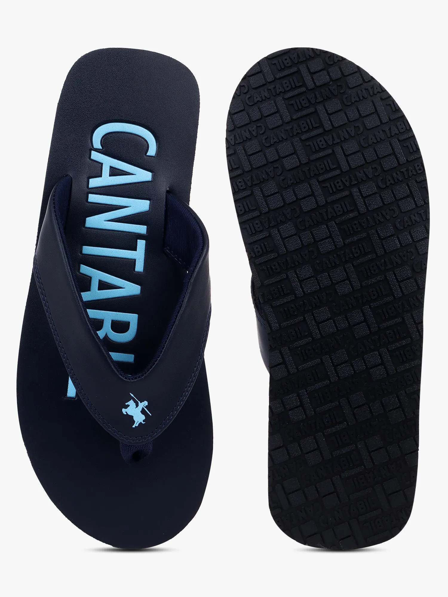 Men's Navy Blue Printed Casual Flip-Flops Slippers