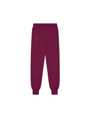 Mens Recycled Cashmere Track Pants—plum purple