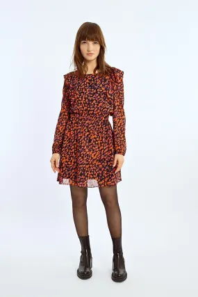 Molly Bracken Orange & Black Printed Dress