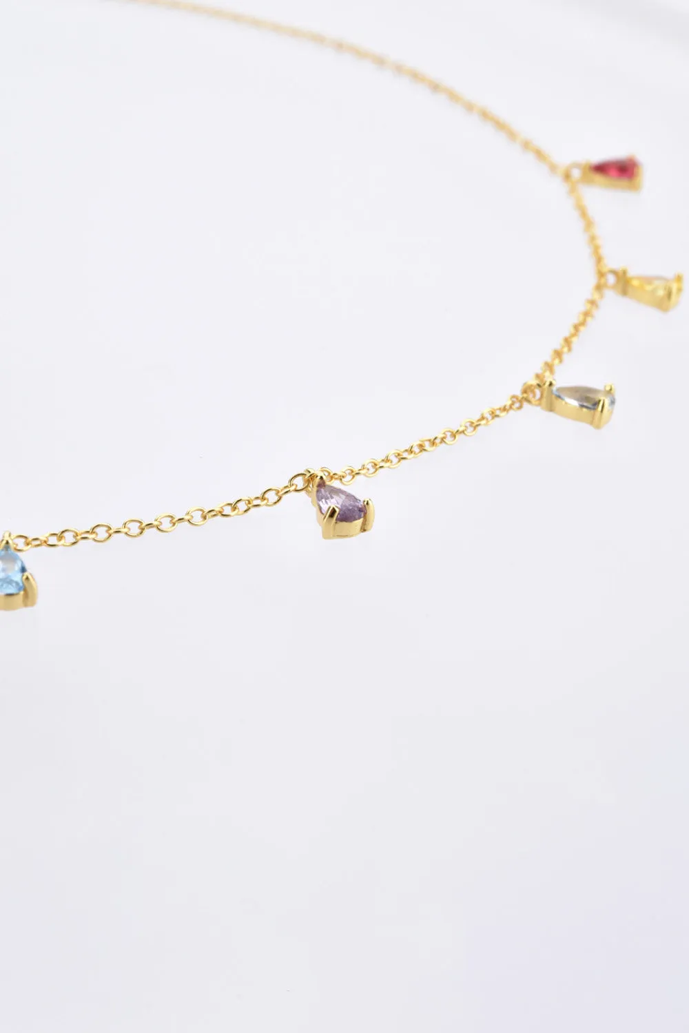 Multi-Stone Zircon Necklace in Sterling Silver or Gold Plated