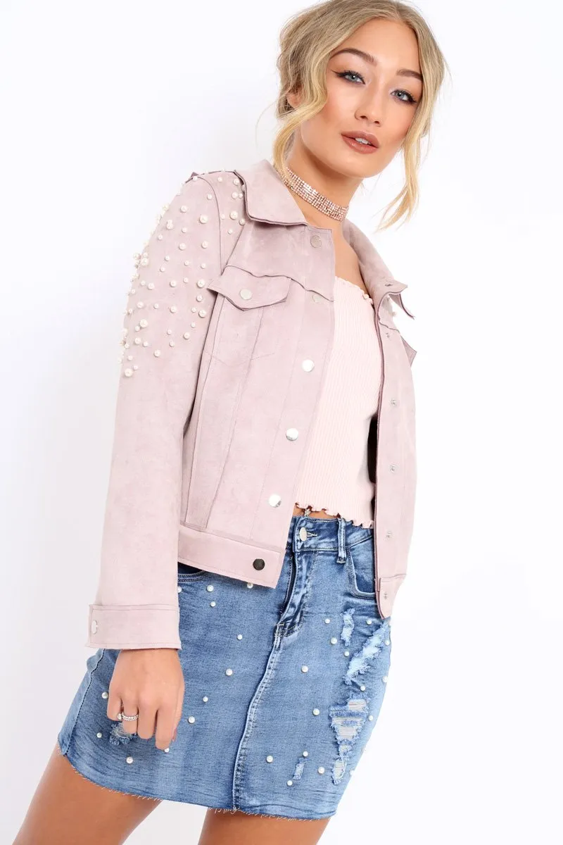 Nude Pearl Suedette Jacket - Abbey