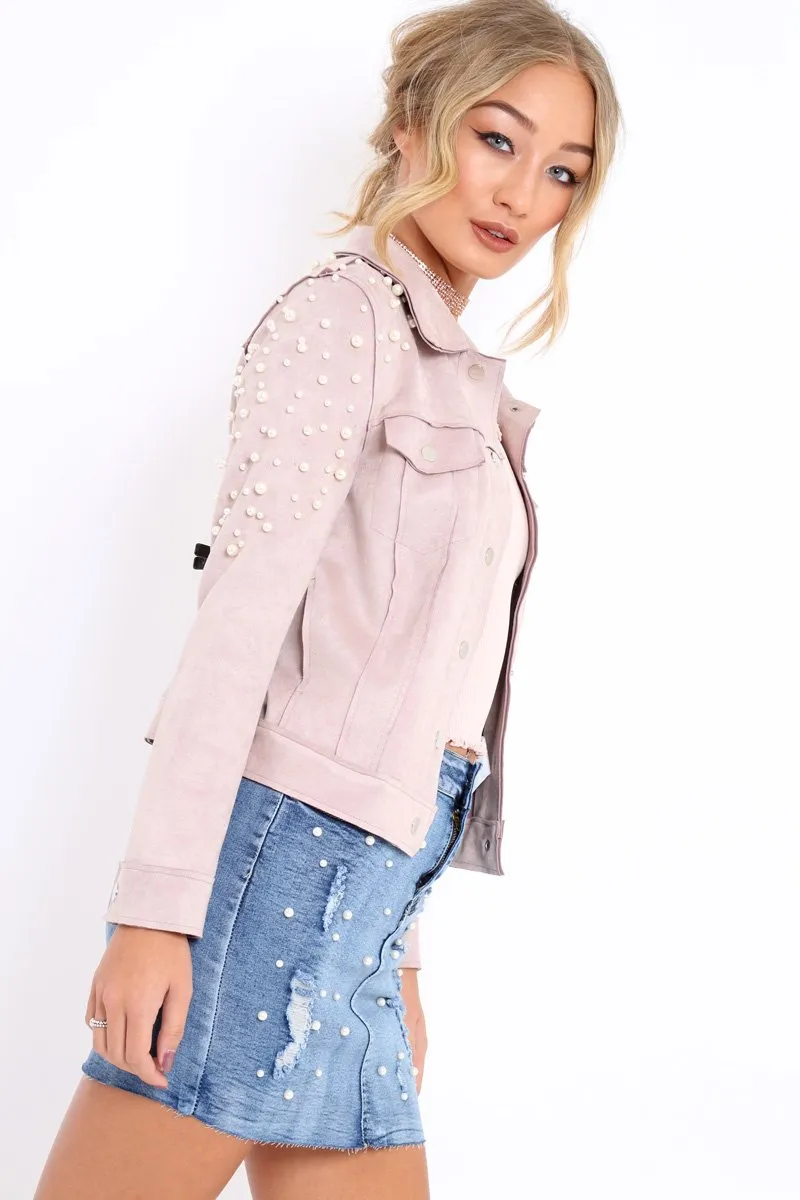 Nude Pearl Suedette Jacket - Abbey