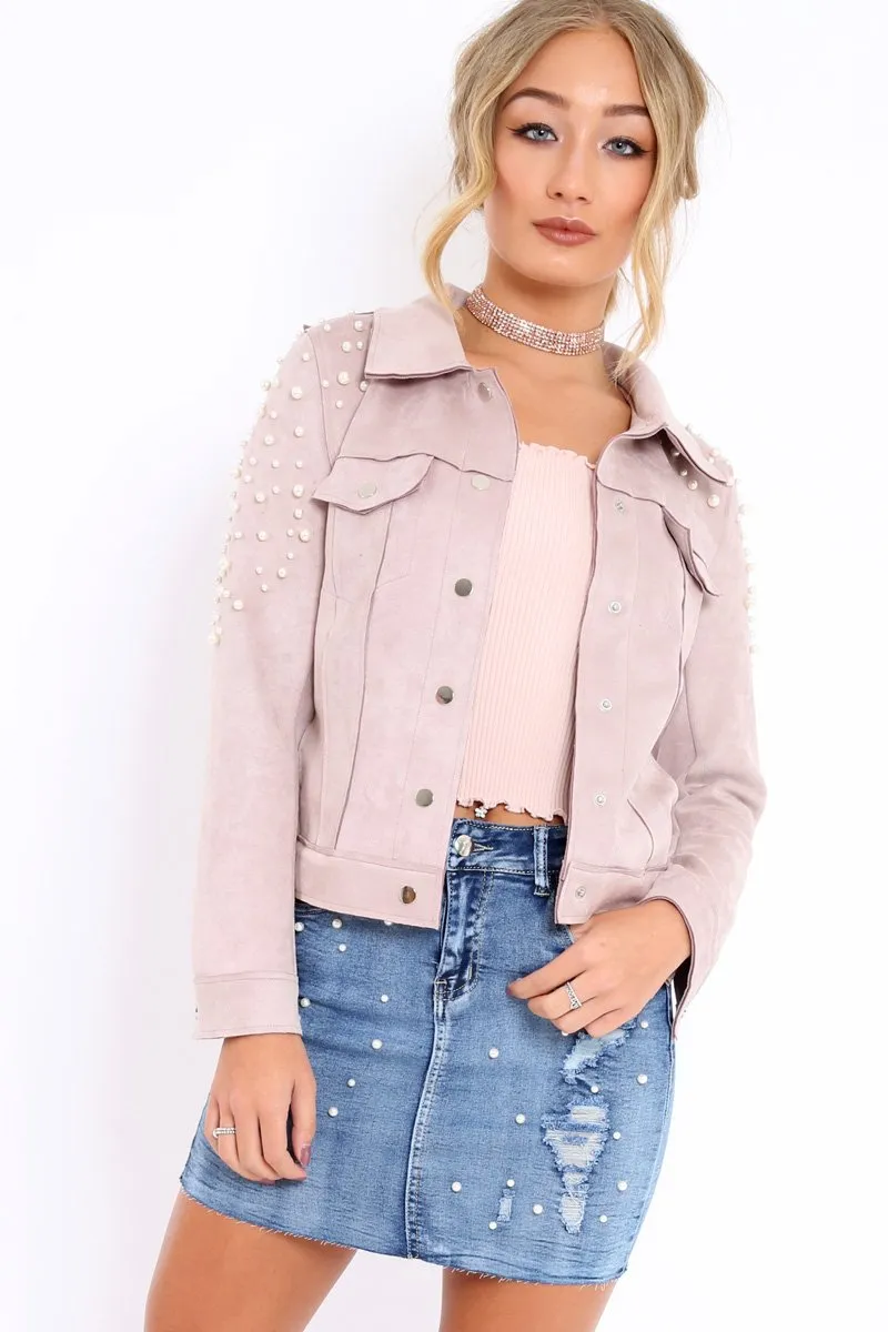 Nude Pearl Suedette Jacket - Abbey