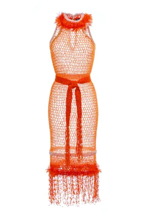 Orange Rose Handmade Knit Dress