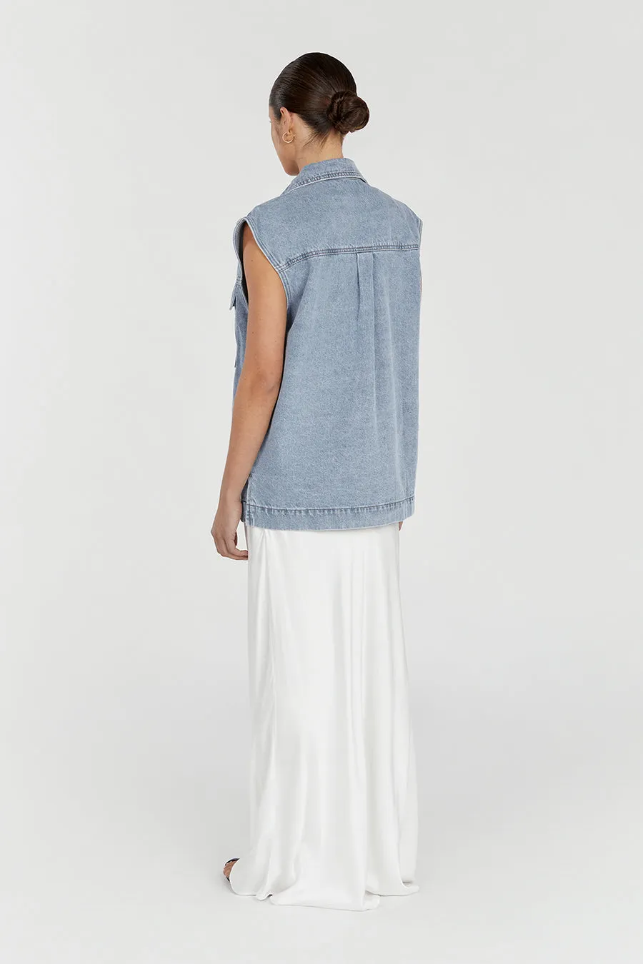 OTTO MID BLUE OVERSIZED DENIM VEST