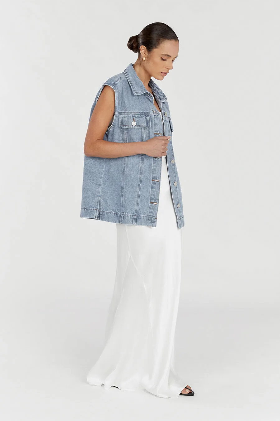 OTTO MID BLUE OVERSIZED DENIM VEST