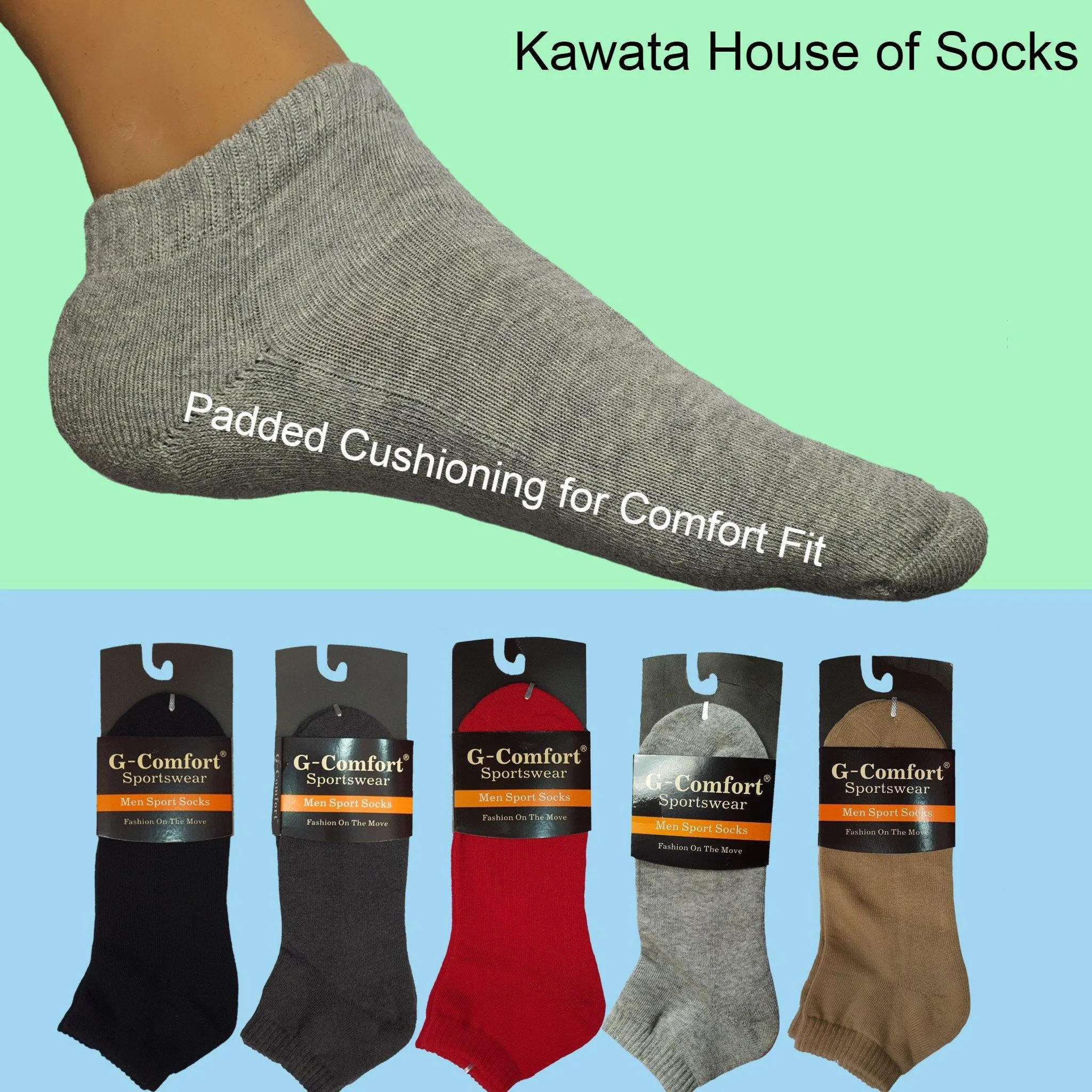 Padded Plain Ankle Sport Socks