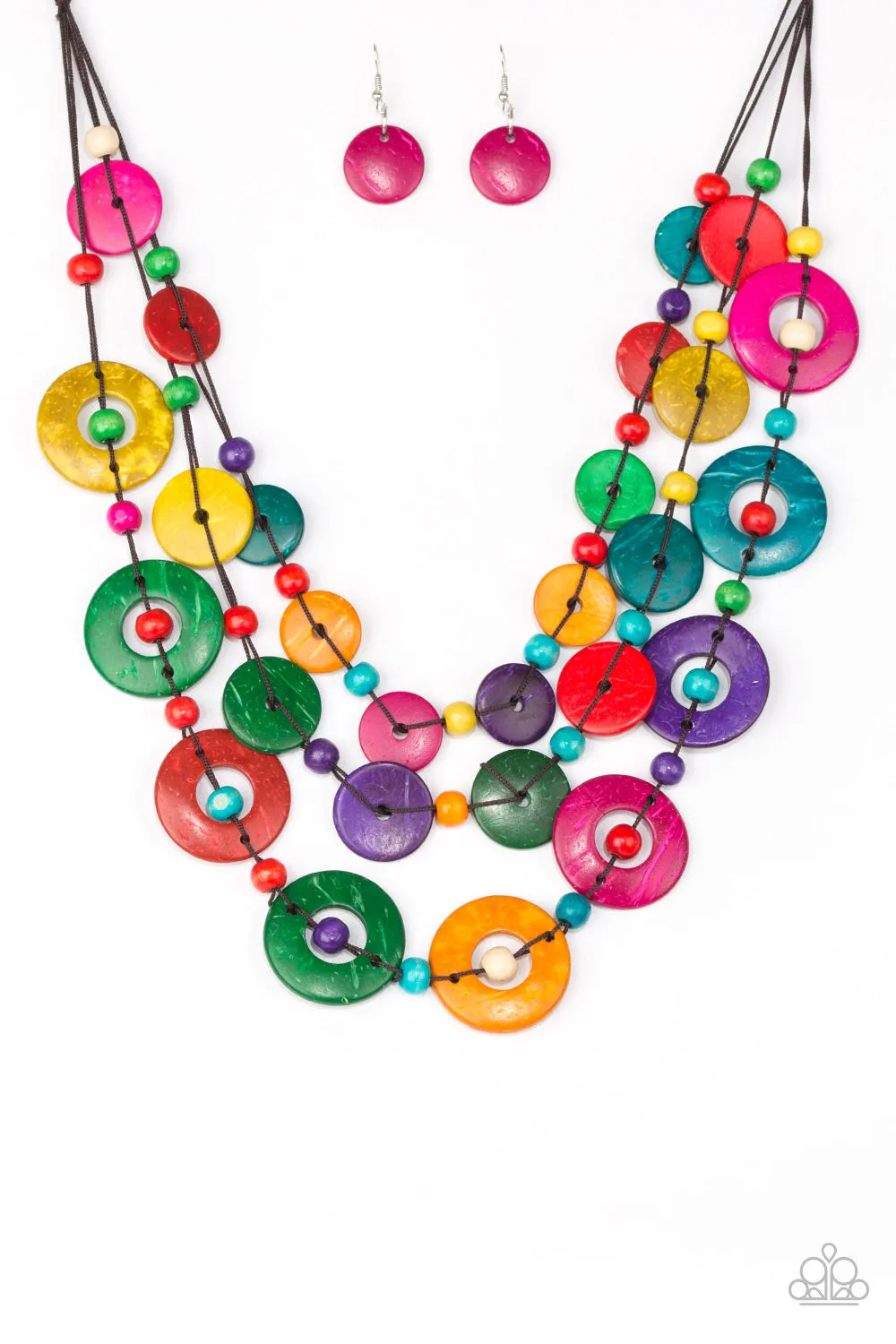 Paparazzi Necklace ~ Catalina Coastin - Multi Wooden Necklace