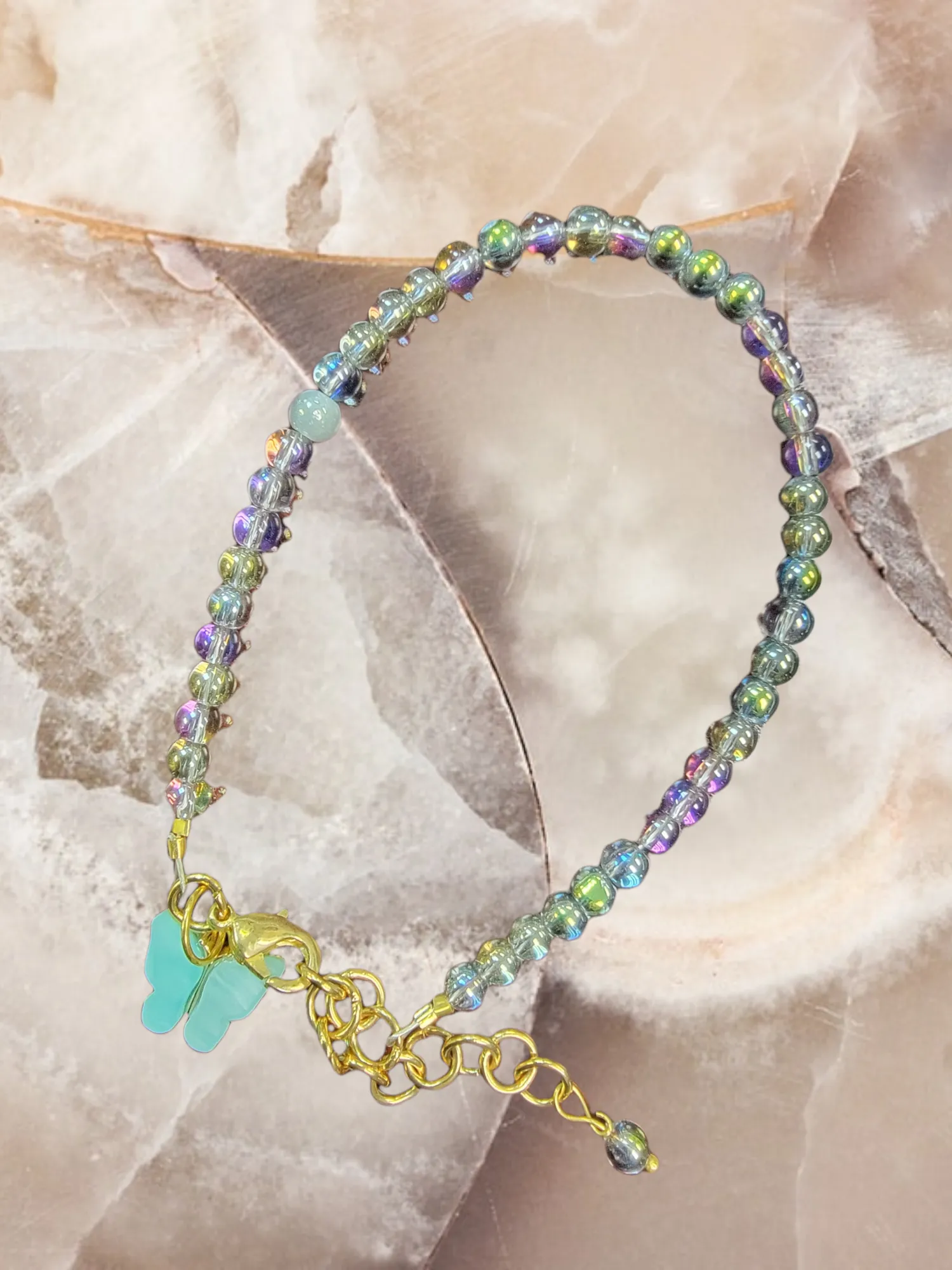 Pastel Butterfly Beaded Bracelet