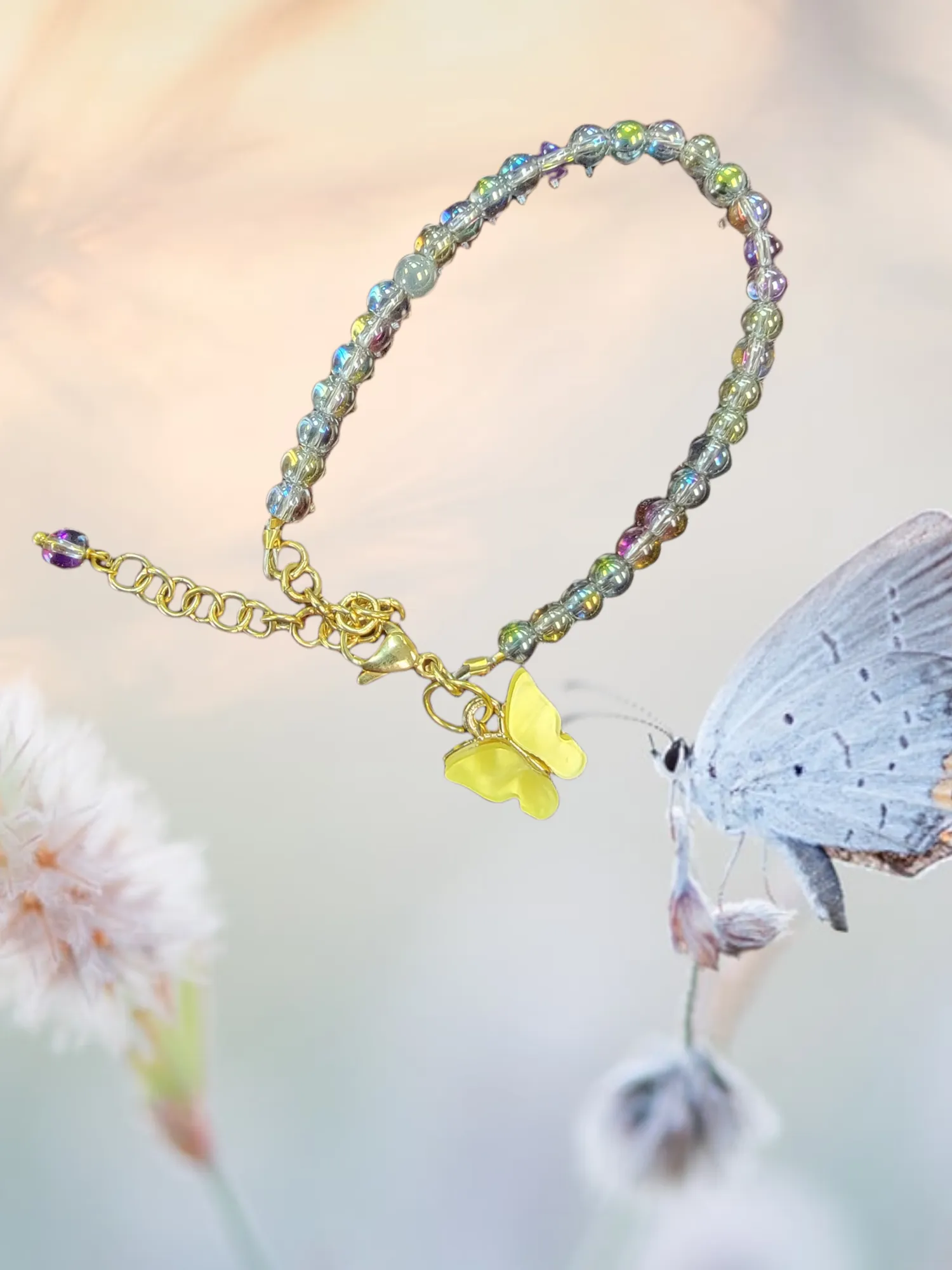 Pastel Butterfly Beaded Bracelet