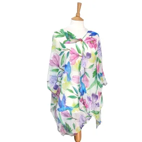 Pearl Detail Poncho (100x150cm) - Tropical Hummingbird