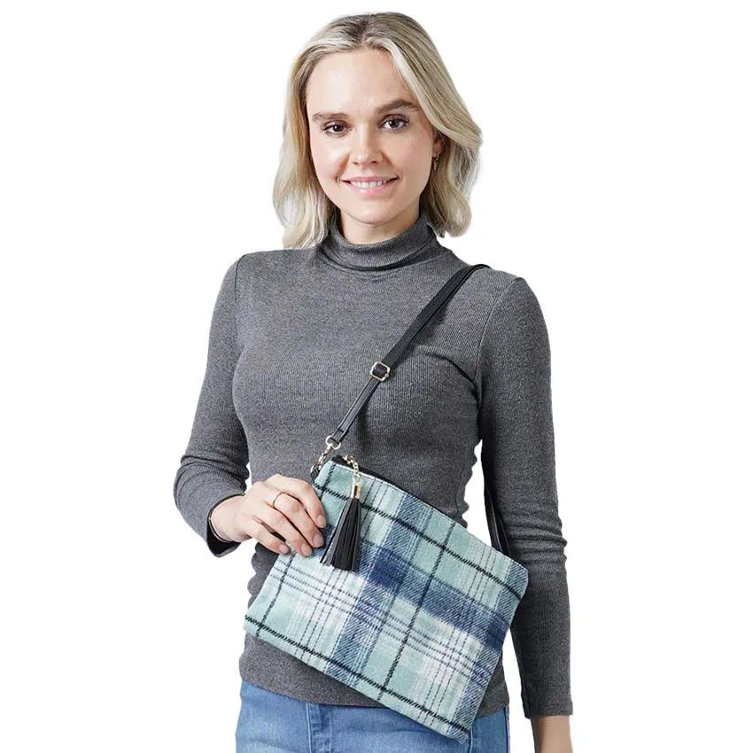 Plaid Check Crossbody Clutch Bag