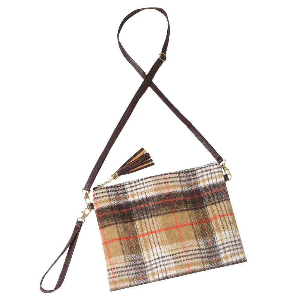 Plaid Check Crossbody Clutch Bag