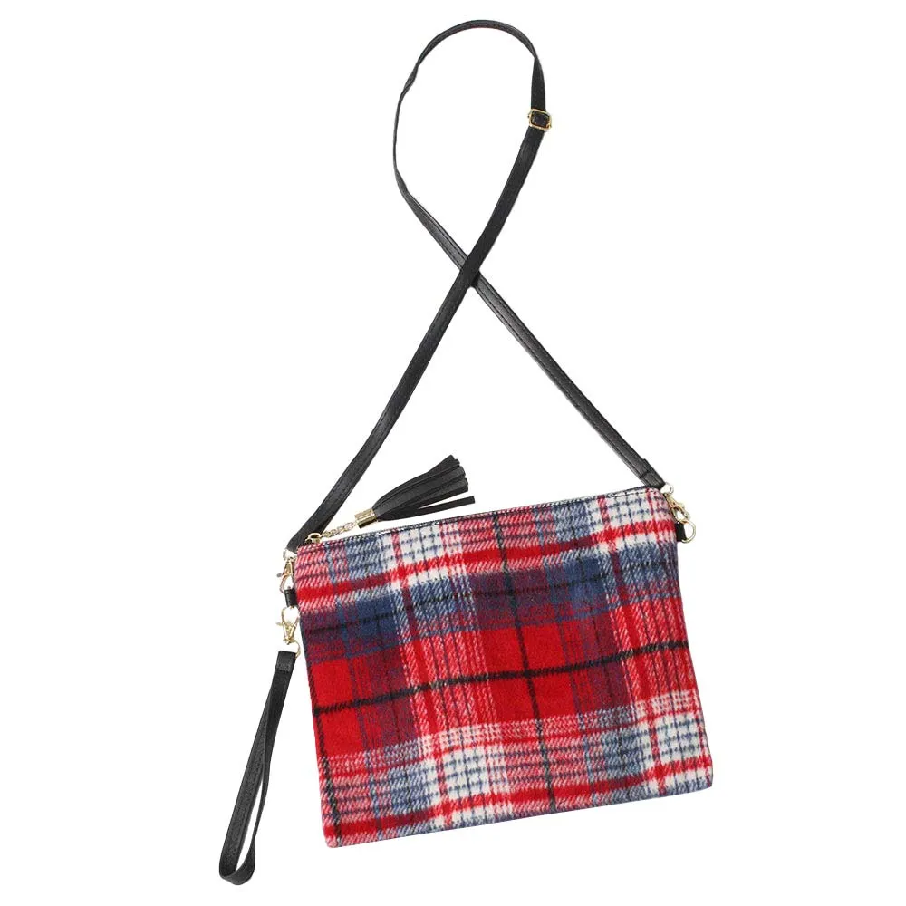 Plaid Check Crossbody Clutch Bag