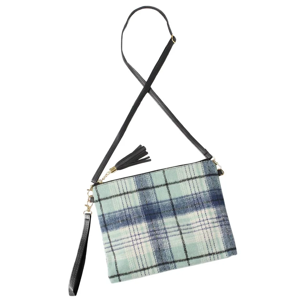 Plaid Check Crossbody Clutch Bag