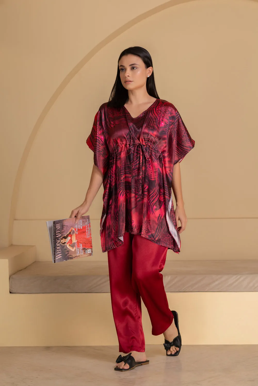 Printed Satin Kaftan