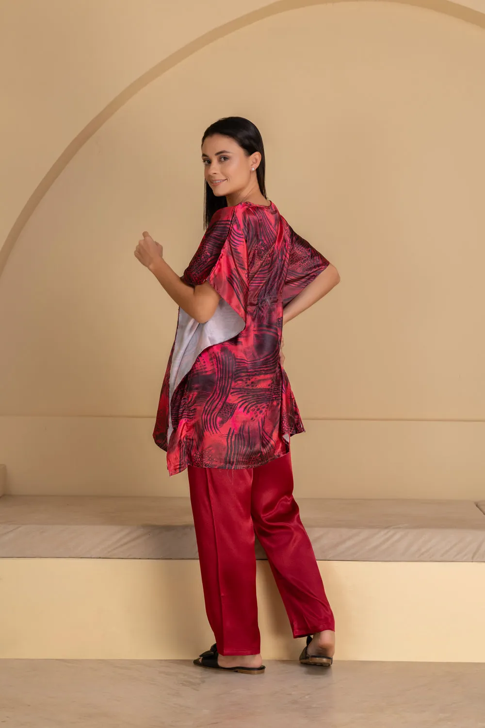 Printed Satin Kaftan