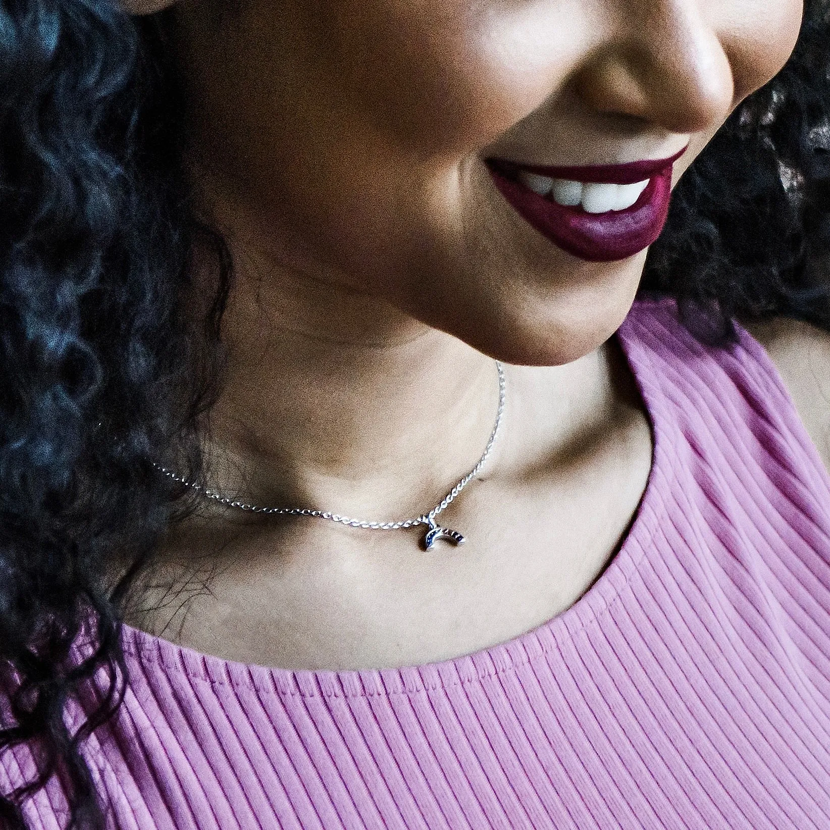 Rainbow Necklace - Sterling Silver & Pave Crystals