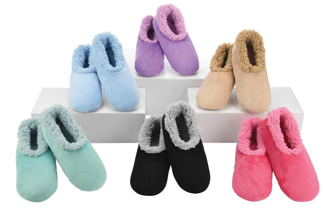 Snoozies Slippers Women's Super Soft Plush Slippers Black