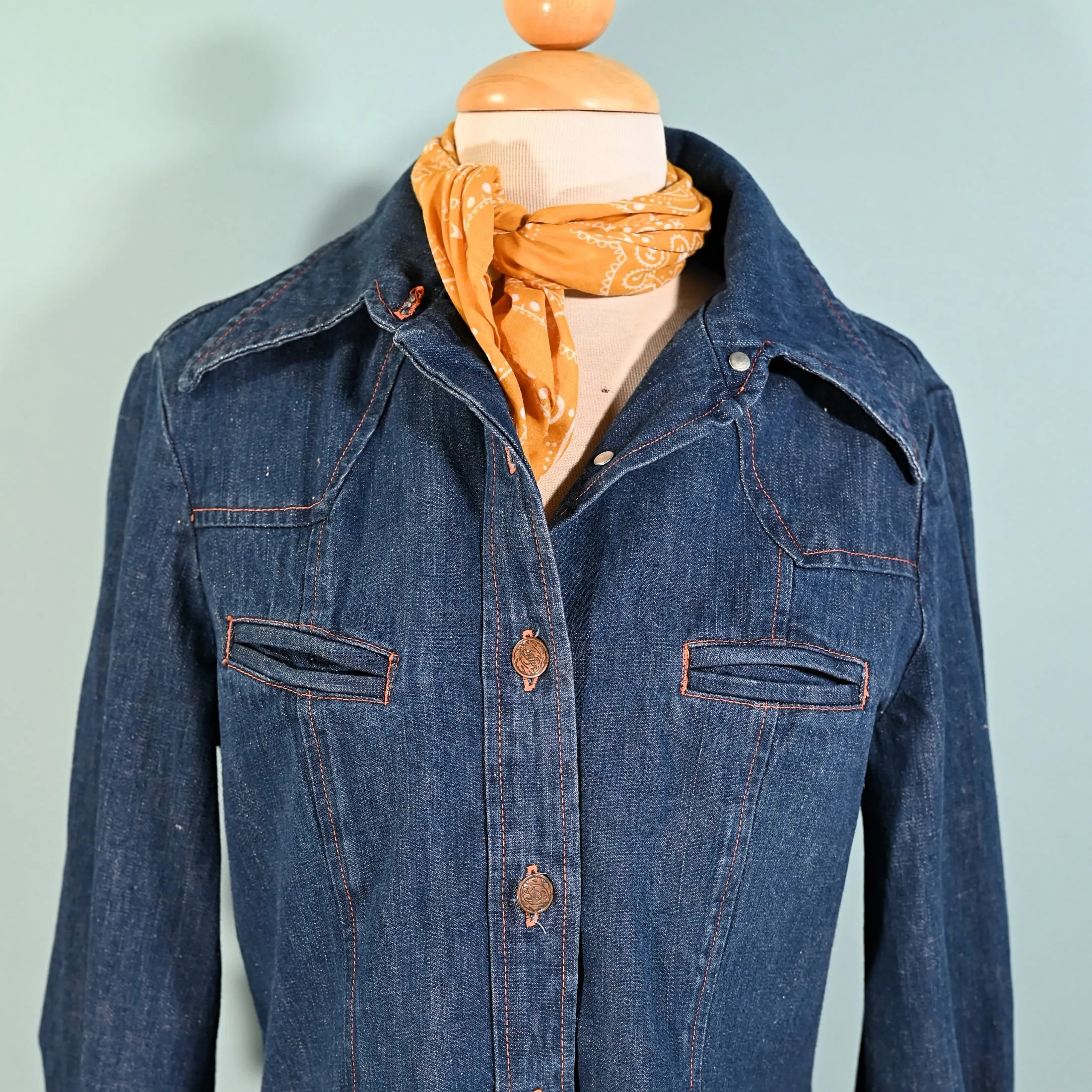 SOLD Vintage 60s/70s Denim Blouse/Shirt by Back Gamin