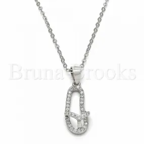 Sterling Silver 04.290.0001.18 Fancy Necklace, House Design, with White Cubic Zirconia, Polished Finish, Rhodium Tone