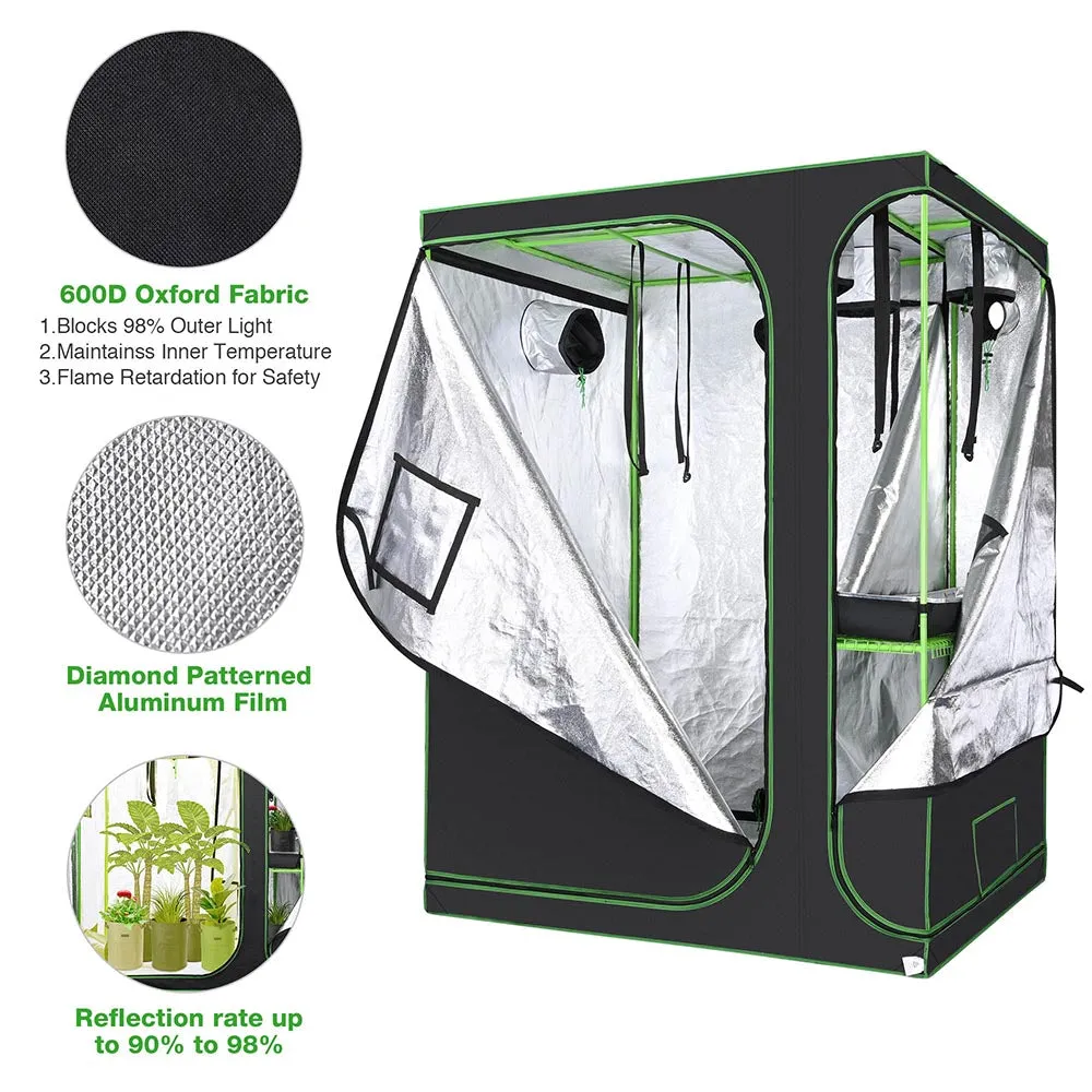 TheLAShop 2 in 1 Grow Tent with Shelf 5x4x6.7ft Hydroponic Grow Room